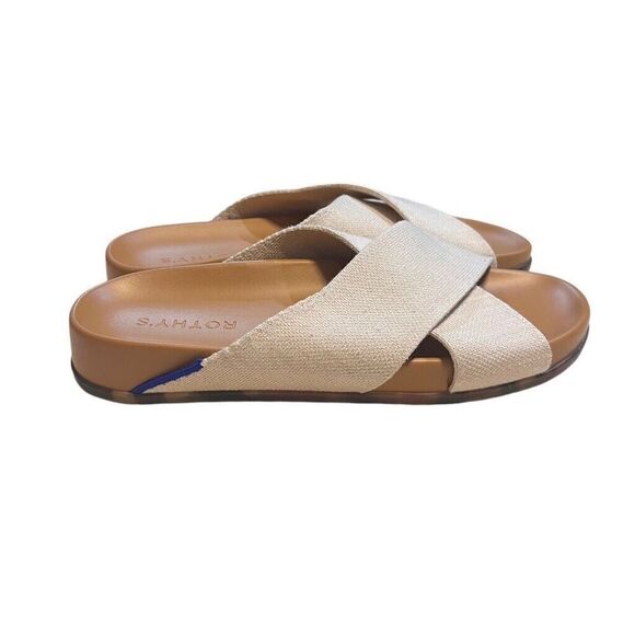 Rothy's The Weekend Slide Hemp Oat Cream Cross Strap Sandal Size 7.5 NWOT - Picture 1 of 9